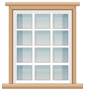 Apartman binası veya ev cephesi illüstrasyonu için pencere