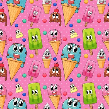 Pembe arkaplan resimlerinde kusursuz desenli karikatür