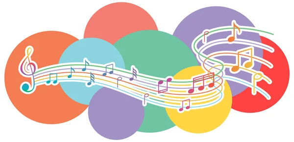 音楽ノート虹のカラフルな白の背景イラスト — ストックベクタ