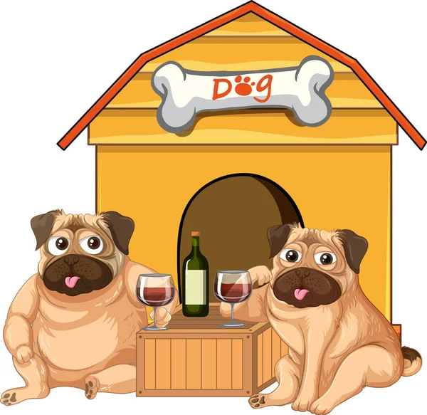 Een Puppy Buiten Hondenhok Illustratie — Stockvector