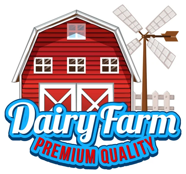Barn Dairy Farm Label Illustration — Stock Vector