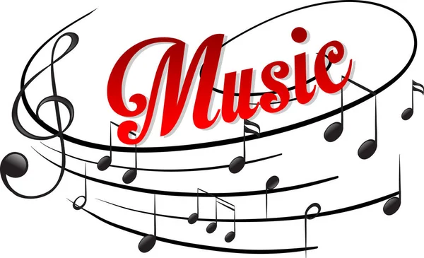 Diseño Fuente Para Música Palabras Con Notas Musicales Sobre Fondo — Vector de stock