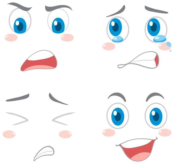 Set Different Facial Expression Illustration — Stock Vector
