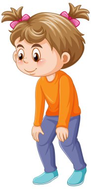 Ayakta duran ve beyaz arkaplanda resim arayan bir kız