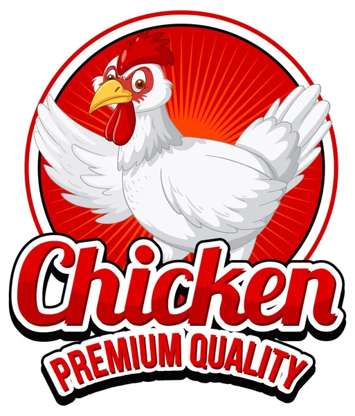 Chicken Premium Quality Banner Mit Einem Huhn Zeichentrickfigur Illustration — Stockvektor