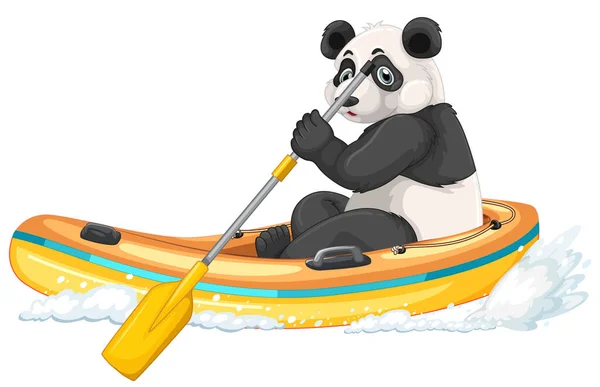 Panda Inflatable Boat Boat Cartoon Style Illustration — Stock Vector