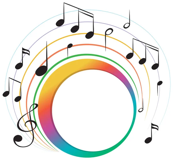 Banner Muziek Noten Kleurrijk Witte Achtergrond Illustratie — Stockvector