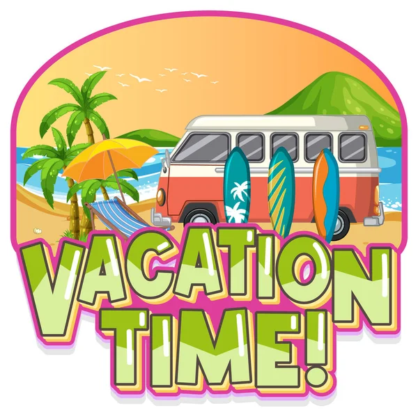 Summer Travel Vacation Logo Concept Motorhome Illustration — Stock Vector