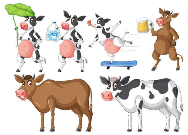 Conjunto Diferentes Animais Fazenda Ilustração Estilo Cartoon — Vetor de Stock