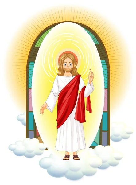 Ιησούς Χριστός Χαρακτήρα Εικονογράφηση Στυλ Κινουμένων Σχεδίων — Διανυσματικό Αρχείο