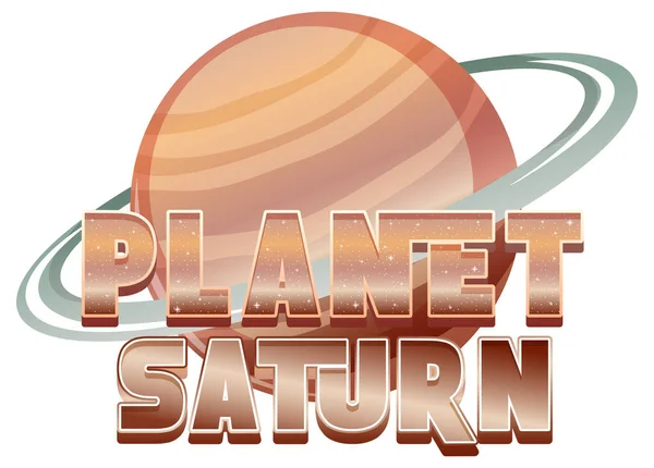 Planeta Saturno Palavra Logotipo Design Com Saturno Planeta Ilustração —  Vetores de Stock