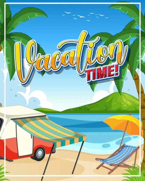 Summer Travel Vacation Poster Concept Illustration — Stock Vector