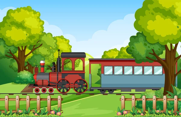 Pociąg Naturalną Ilustracją Sceny — Wektor stockowy