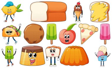 Beyaz arkaplanda klasik yemek karikatürü olan yüz ifadesi.