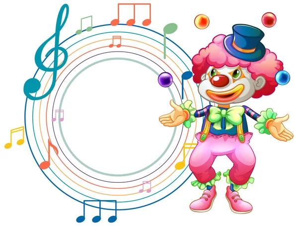 带有空白乐谱模板插图的可爱小丑 — 图库矢量图片