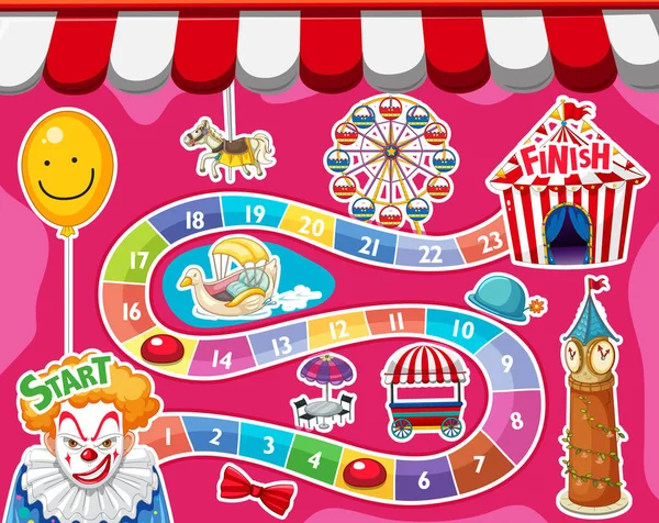 Counting Numbers Game Template Circus Theme Illustration — Stock Vector