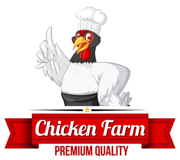 Chicken Chef Postać Kreskówki Kurczaka Gospodarstwa Banner Ilustracja — Wektor stockowy