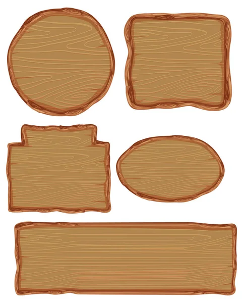 Set Different Wooden Sign Boards Illustration — Stock Vector