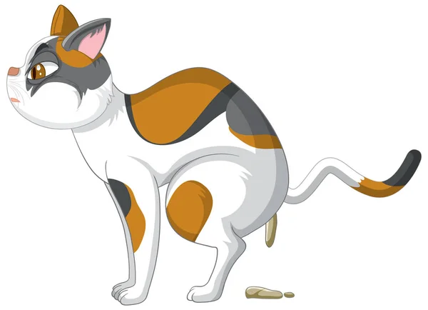 Una Caca Gato Sobre Fondo Blanco Ilustración — Vector de stock