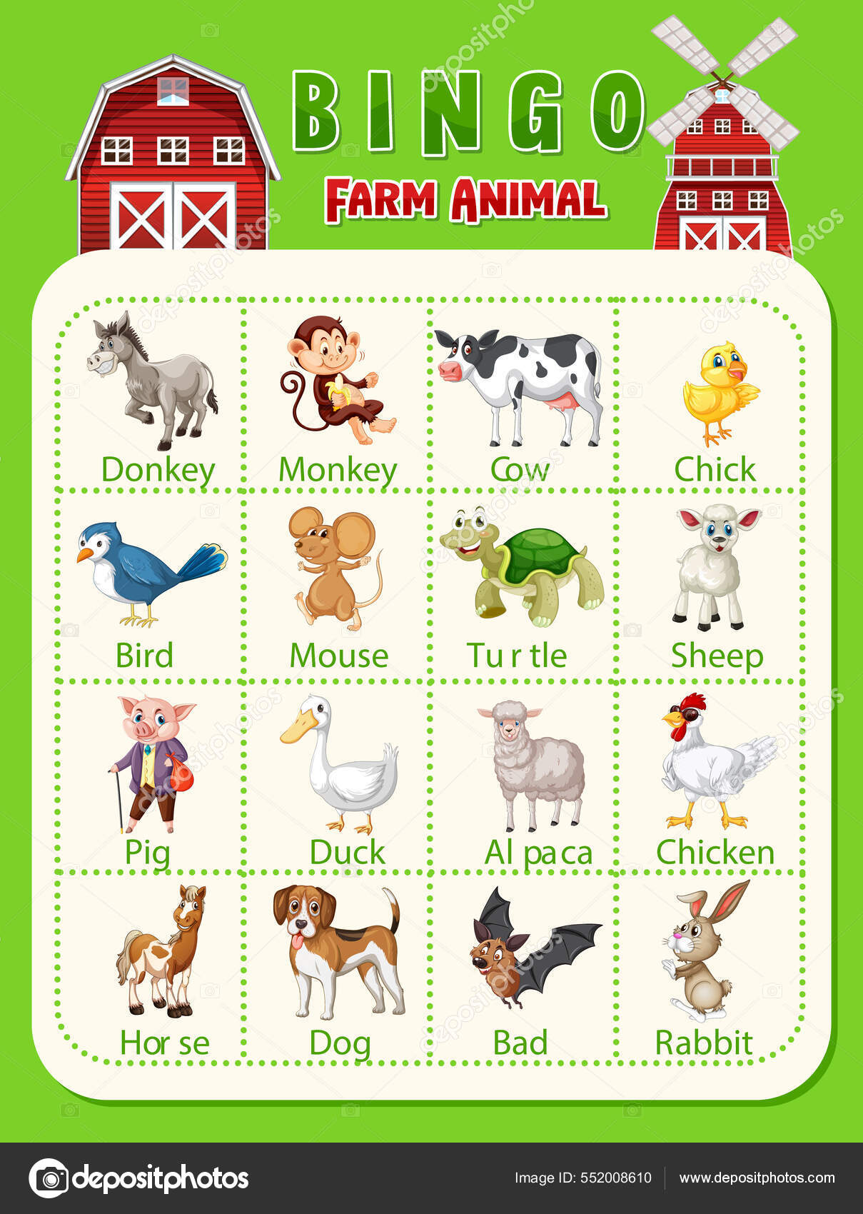 Bingo Game Farm Animals Theme Illustration Stock Vector Image by ©interactimages #552008610 Bingo Game Farm Animals Theme Illustration Stock Vector Image by ©interactimages #552008610