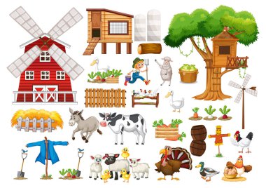 Hayvan ve çiftlik nesneleri örnekleme seti