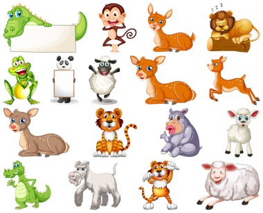 Hayvan karikatür karakter resimde kümesi