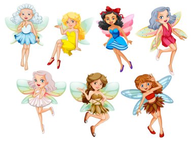 Beyaz arkaplanda güzel bir peri seti