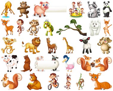 Hayvan karikatür karakter resimde kümesi