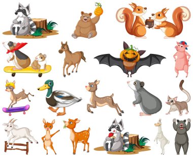 Bir grup farklı hayvan çizimi.