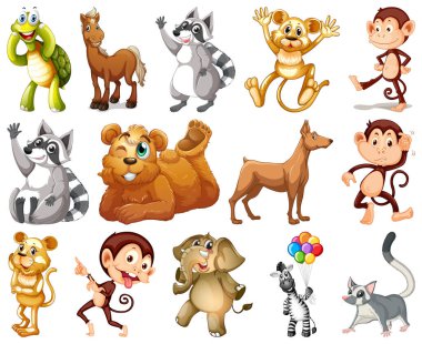 Hayvan karikatür karakter resimde kümesi