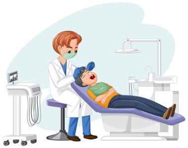 Diş hekimi hasta diş örneklerini inceliyor.