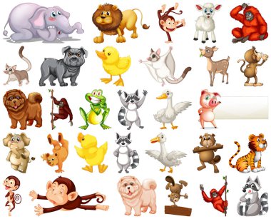 Hayvan karikatür karakter resimde kümesi