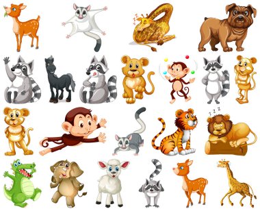 Hayvan karikatür karakter resimde kümesi