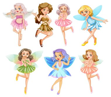 Beyaz arkaplanda güzel bir peri seti