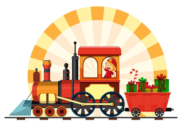 Train Natural Scene Illustration — Stock Vector