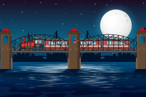 Scène Extérieure Avec Une Illustration Train Locomotive Vapeur — Image vectorielle