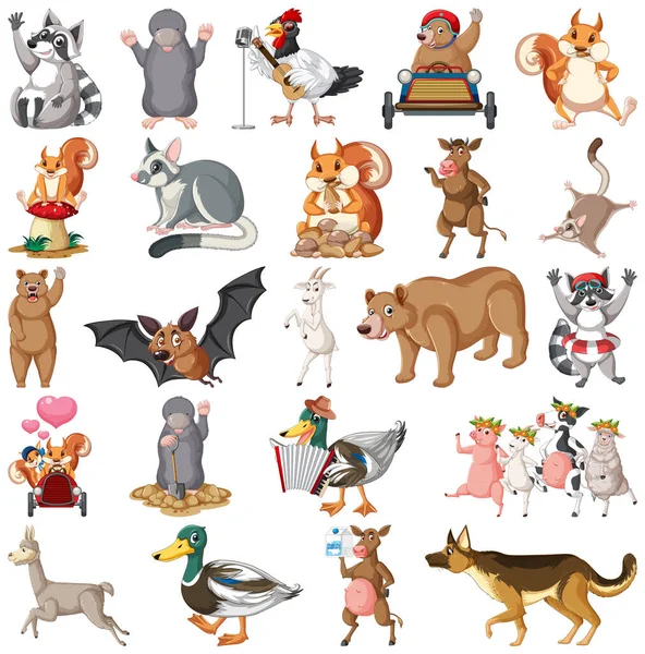 Set Different Kids Animals Illustration — Stock Vector