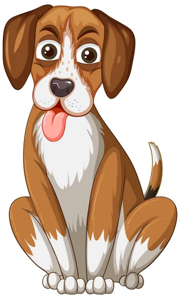Счастливая Собака Сидит Белом Фоне Иллюстрации — стоковый вектор