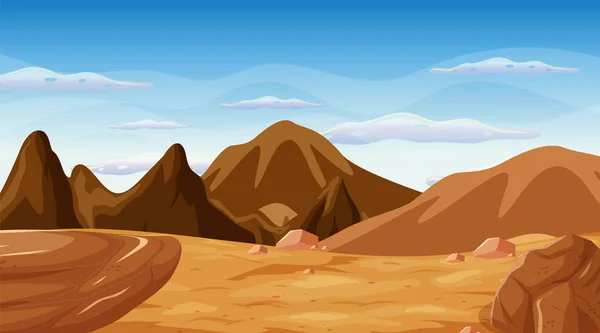 Uma Cena Natural Paisagem Deserto Ilustração — Vetor de Stock