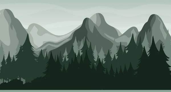 Silueta Sombra Escena Del Bosque Ilustración — Vector de stock