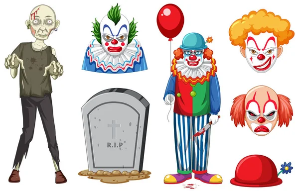 Set Personaggi Halloween Sfondo Bianco Illustrazione — Vettoriale Stock