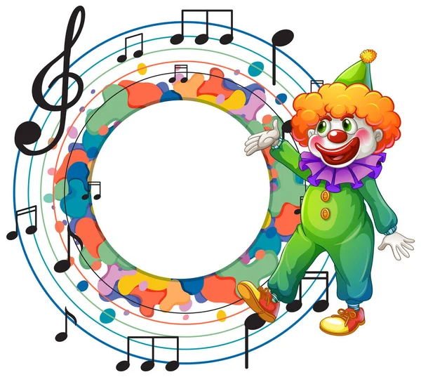 Leuke Clown Met Blanco Muzieknoot Sjabloon Illustratie — Stockvector