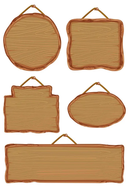 Set Different Wooden Sign Boards Illustration — Stock Vector