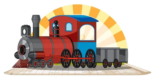 Tren Con Ilustración Escena Natural — Vector de stock