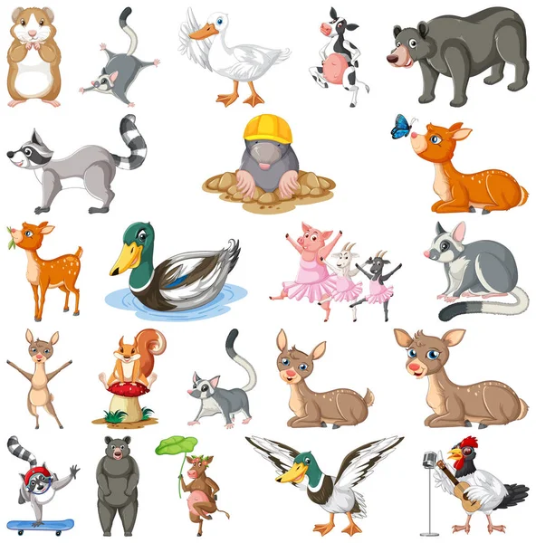 Set Von Verschiedenen Kindern Der Tiere Illustration — Stockvektor