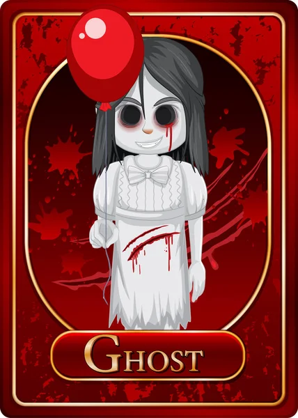 Ghost Girl Charakter Spiel Karte Vorlage Illustration — Stockvektor