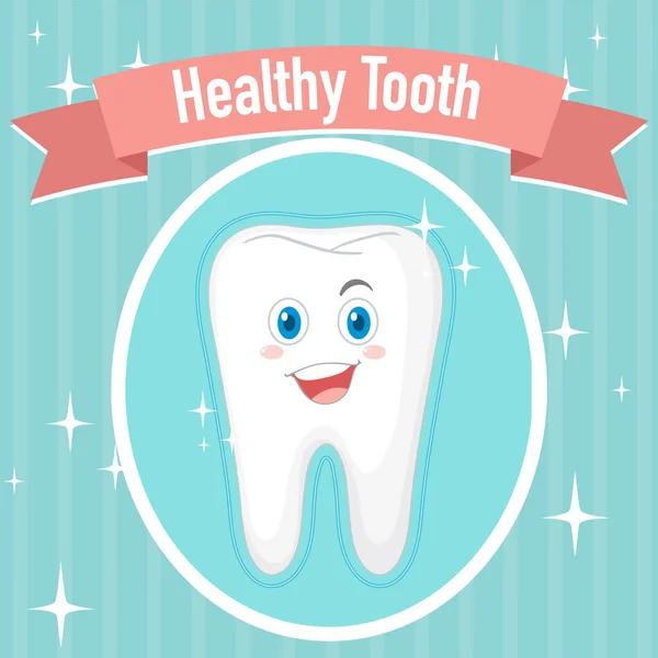 Dental Healthy Big Tooth Poster Illustration — Stock Vector