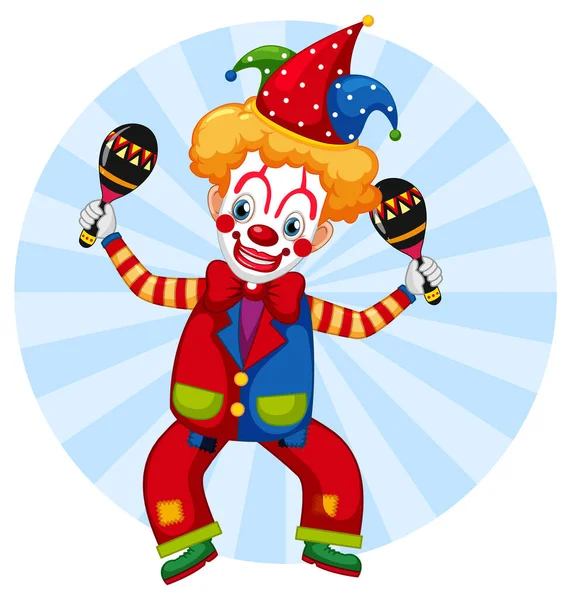 Illustrazione Colorata Del Personaggio Dei Cartoni Animati Clown — Vettoriale Stock