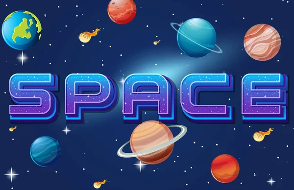 Weltraum Logo Mit Planet Auf Weltraum Hintergrund Illustration — Stockvektor