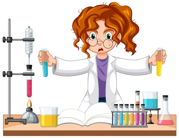 Chemist Experiment Lab Illustration — Stock Vector